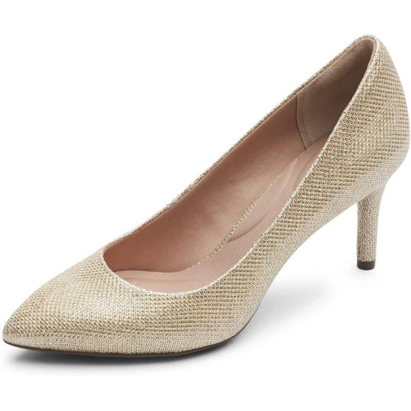 Rockport Womens Total Motion Mm Pointed Toe Pump Nude Glam Textile